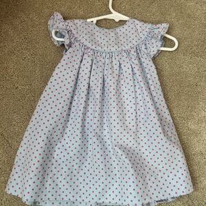 Petit Ami Blue and Pink Polka Dot Dress